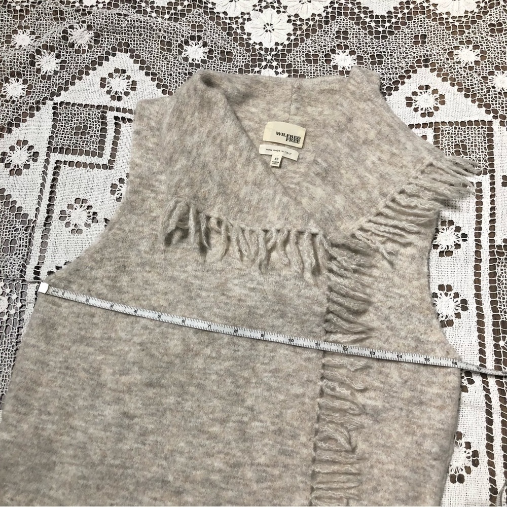 Aritzia Wilfred Free Fei Fei Vest Fringe Wool Alpaca Belted Cardigan Vest - Picture 11 of 12